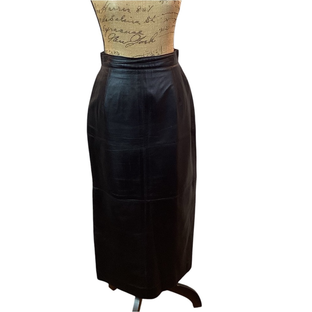 Vintage Genuine Leather Melanzona Maxi Skirt Black - Picture 11 of 11